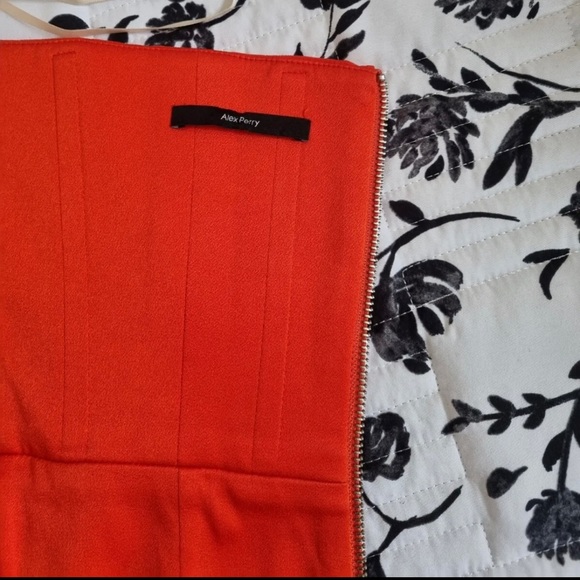 Alex Perry 6 Tangerine Red Lorin One Shoulder Lady Dress - Picture 7 of 11